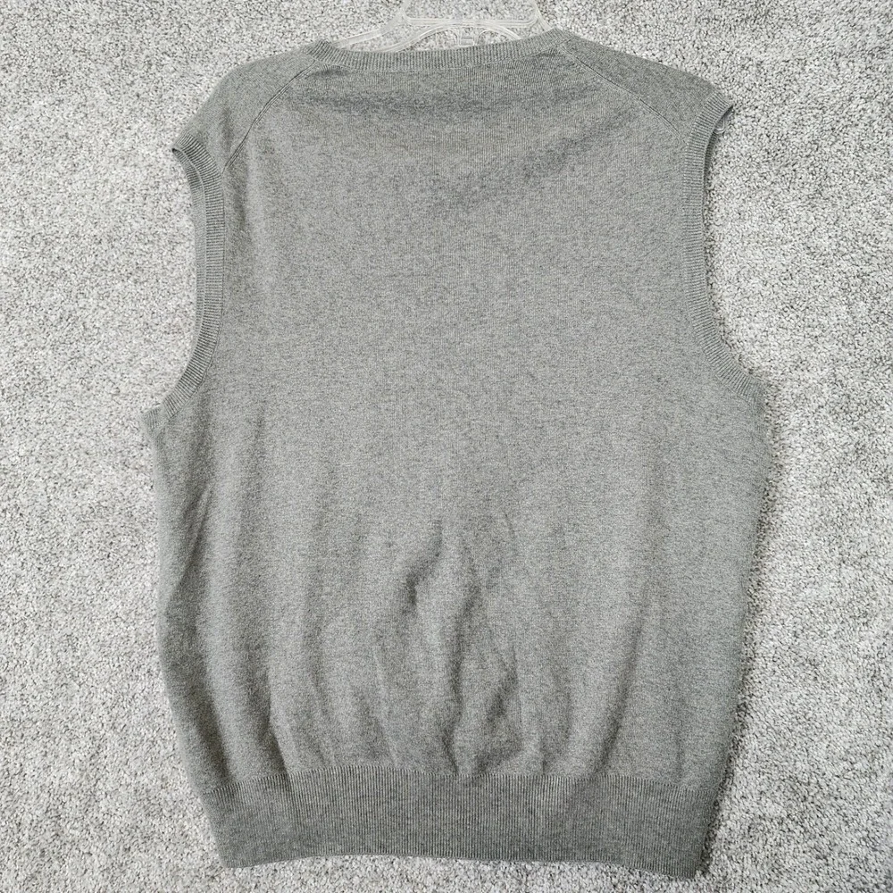 Polo Ralph Lauren Men's Large Gray Pima Cotton Sweater Vest Green Pony Logo
